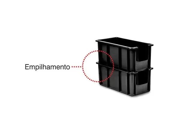 Caixa Plástica 14 Litros Preta MS14V Preta - Bin Embalagens