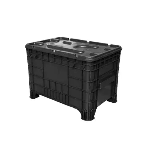Caixa Plástica 372 Litros Empilhável Com Tampa Preta - Bin Embalagens