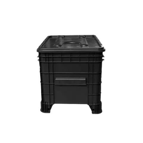 Caixa Plástica 372 Litros Empilhável Com Tampa Preta - Bin Embalagens