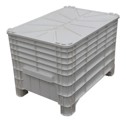 Caixa Plástica Gruplast 372 Litros Empilhável Com Tampa, Branca - Bin Embalagens