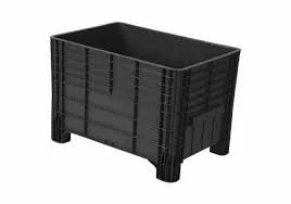 Caixa Plástica Gruplast 372 Litros Empilhável Sem Tampa Preta - Bin Embalagens