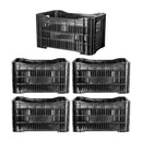 Caixa Plástica Gruplast Horti Frutti Preta 20kg ,50 Litros - 5 UN - Bin Embalagens