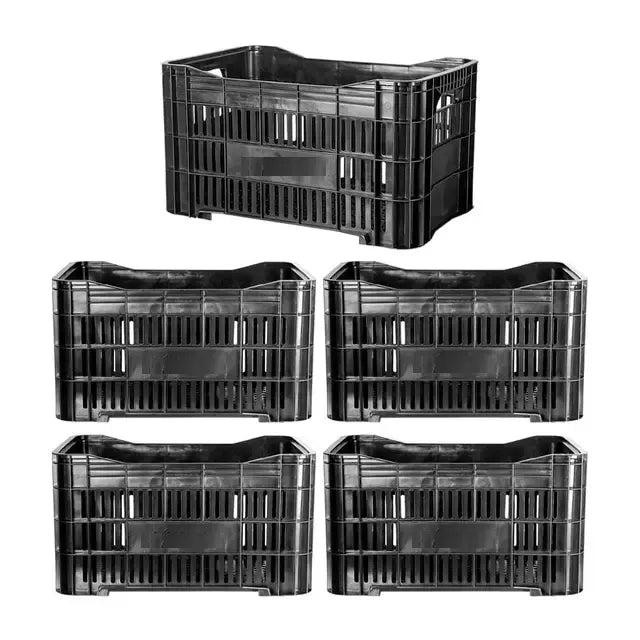 Caixa Plástica Gruplast Horti Frutti Preta 20kg ,50 Litros - 5 UN - Bin Embalagens