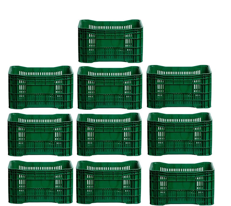 Caixa Plástica Gruplast Horti Frutti Verde 20kg ,50 Litros - 10 UN - Bin Embalagens