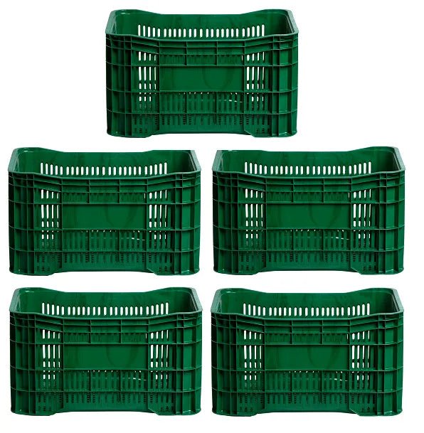 Caixa Plástica Gruplast Horti Frutti Verde 20kg ,50 Litros - 5 UN - Bin Embalagens