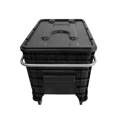 Carrinho Coletor Para Condominio 372 Litros Com Puxador Lateral Sem Tampa Preta - Bin Embalagens