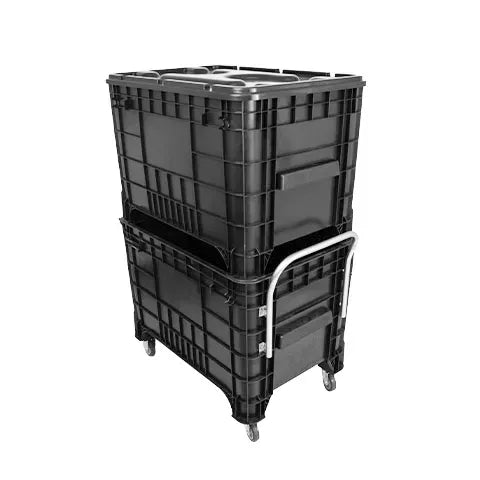 Carrinho Coletor Para Condominio 372 Litros Preta Com Puxador Frontal - Bin Embalagens