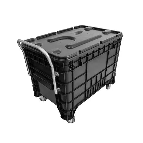 Carrinho Coletor Para Condominio 372 Litros Preta Com Puxador Frontal - Bin Embalagens