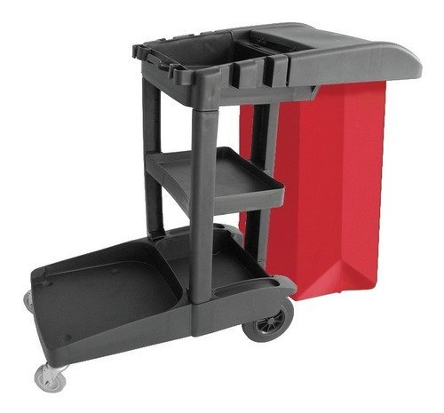 Carrinho Funcional de Limpeza, Vermelho - Bin Embalagens