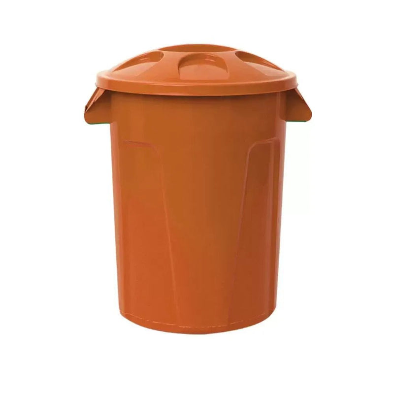 Cesto de Lixo 100 Litros Com Tampa Marrom - Bin Embalagens