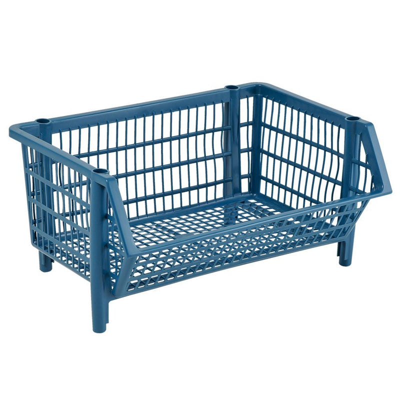 Cesto Plástico Empilhável Médio, Azul - Bin Embalagens