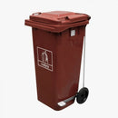Coletora Plástica c/ Pedal e Rodas - 120l - Marrom - Mod. Europeu - Nobre - Bin Embalagens