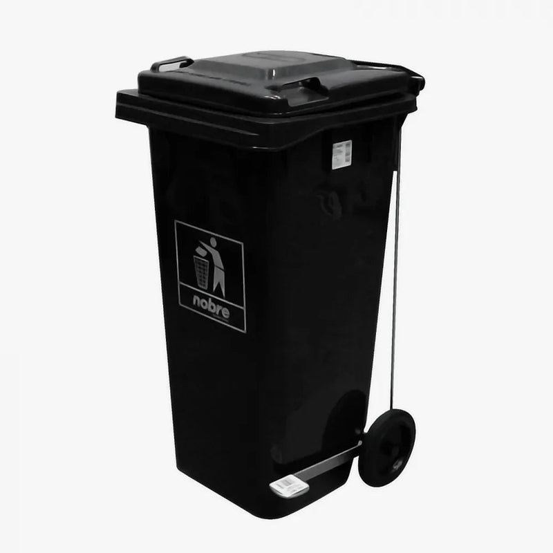 Coletora Plástica c/ Pedal e Rodas - 120l - Preta - Mod. Europeu - Nobre - Bin Embalagens