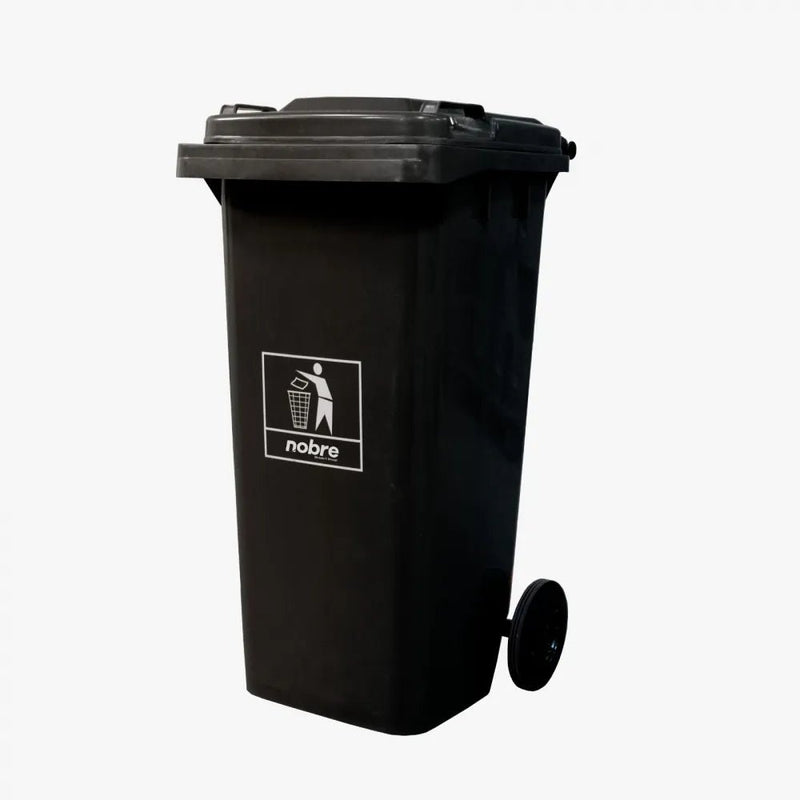 Coletora Plástica c/ Rodas - 120l - Preta - Mod. Europeu - Nobre - Bin Embalagens
