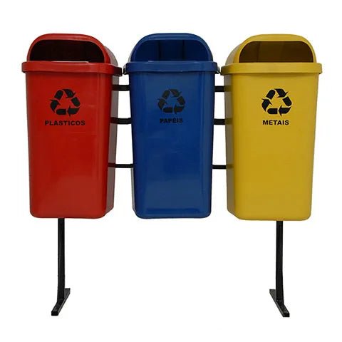 Conjunto Coleta Seletiva Gruplast 50 Litros 3 Lixeiras - Bin Embalagens