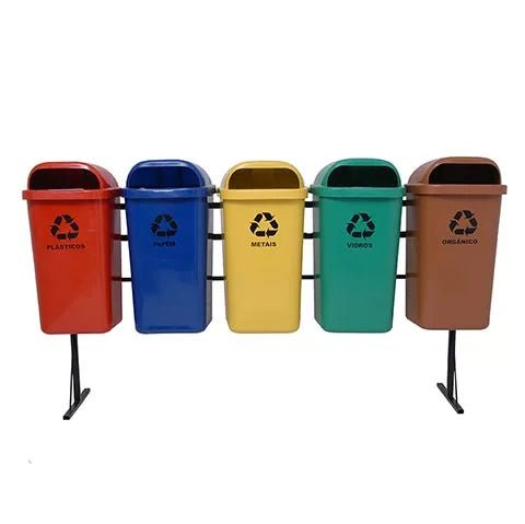 Conjunto Coleta Seletiva Gruplast 50 Litros com 5 Lixeiras - Bin Embalagens