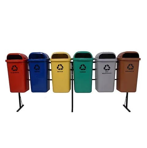Conjunto Coleta Seletiva Gruplast 50 Litros com 6 Lixeiras - Bin Embalagens