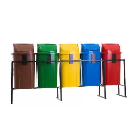 Conjunto Coleta Seletiva Gruplast 60L com 5 Lixeiras. - Bin Embalagens