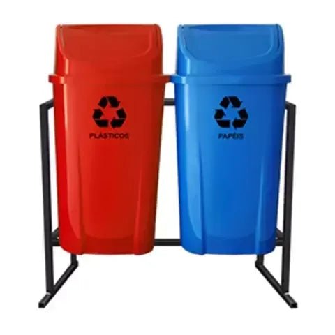 Conjunto Coleta Seletiva Gruplast 60L Kit com 2 Lixeiras. - Bin Embalagens