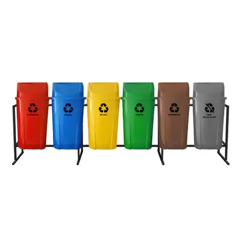Conjunto Coleta Seletiva Gruplast 60LKit com 6 Lixeiras - Bin Embalagens