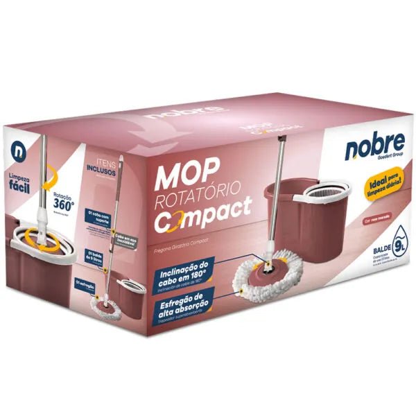 Conjunto mop rotatorio compact – Rosa Marsala – Nobre - Bin Embalagens