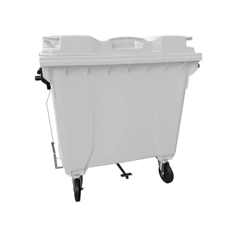 Container Plástico 1000 Litros Com Pedal Branco - Bin Embalagens