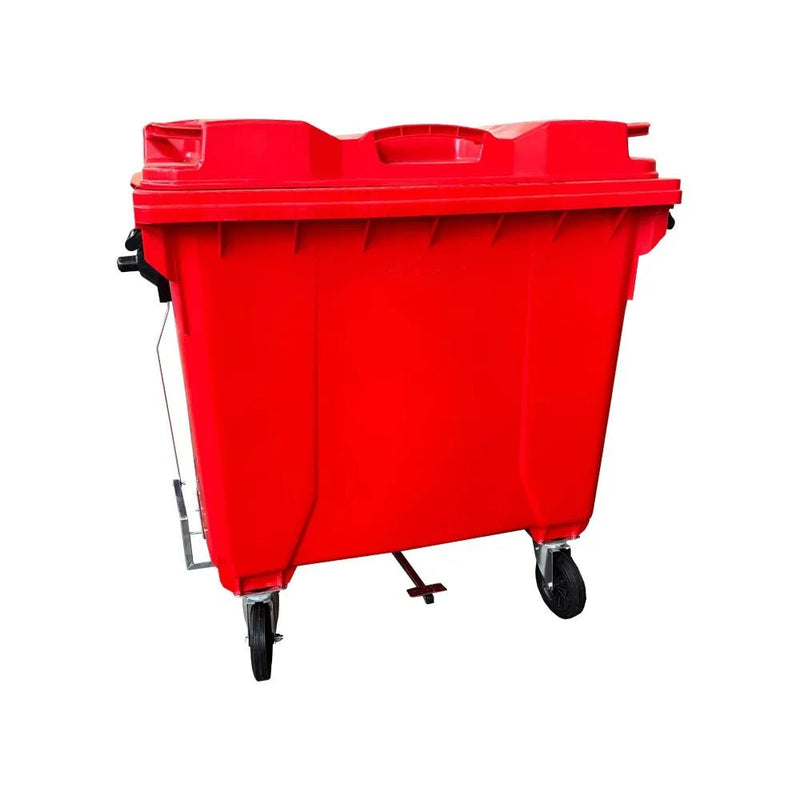 Container Plástico 1000 Litros Com Pedal Vermelho - Bin Embalagens