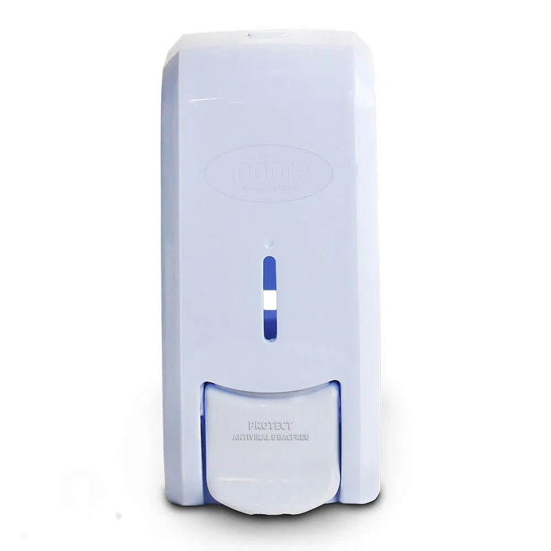 Dispenser p/sabonete liq./alcool gel 800ml. (c/reserv.) cinza/branco New Classic - Nobre - Bin Embalagens