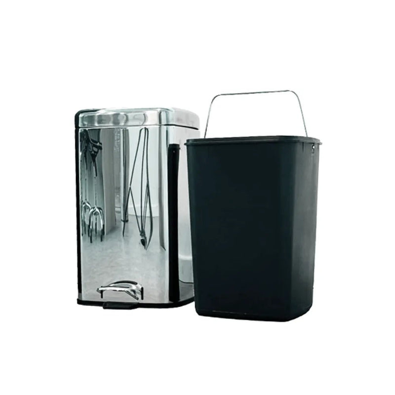 Lixeira INOX Com Pedal Quadrada 20 Litros - Bin Embalagens