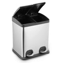 Lixeira inox c/pedal 2 compartimentos de 15l. escovado - Bin Embalagens