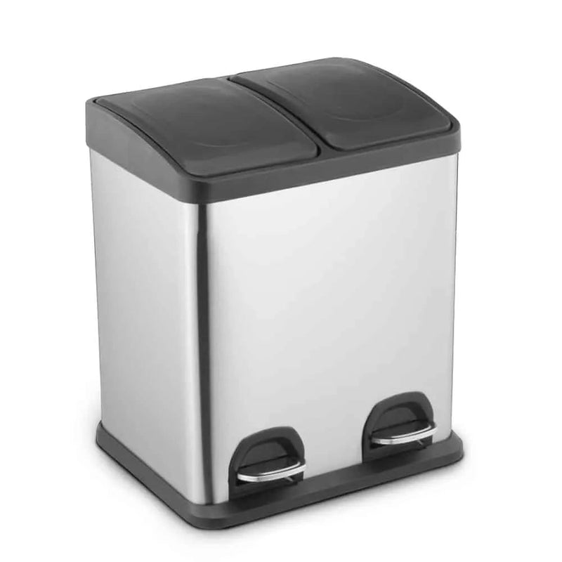 Lixeira inox c/pedal 2 compartimentos de 15l. escovado - Bin Embalagens