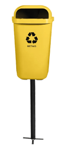 Lixeira Papeleira Gruplast Com Poste 50 Litros Amarela - Bin Embalagens