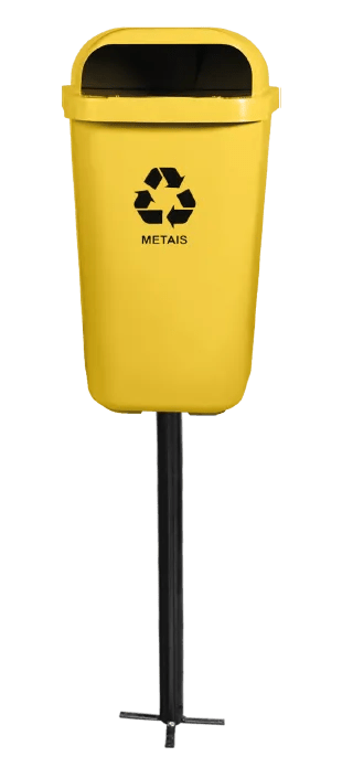 Lixeira Papeleira Gruplast Com Poste 50 Litros Amarela - Bin Embalagens