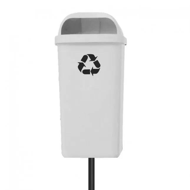 Lixeira Papeleira Gruplast Com Poste 50 Litros Branca - Bin Embalagens