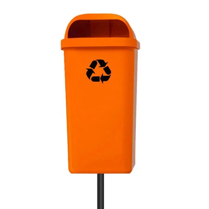 Lixeira Papeleira Gruplast Com Poste 50 Litros Laranja - Bin Embalagens