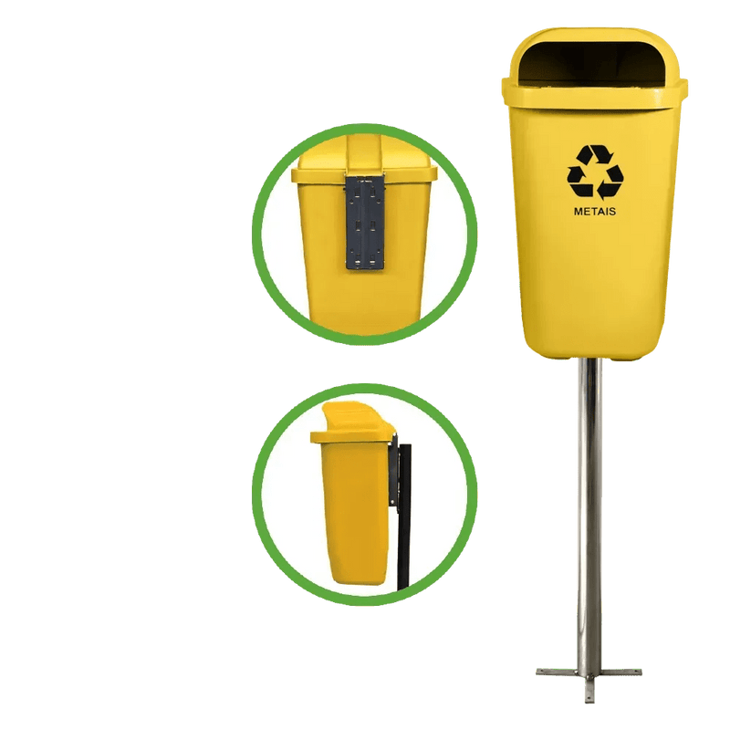 Lixeira Papeleira Gruplast Com Poste 50 Litros Marrom - Bin Embalagens