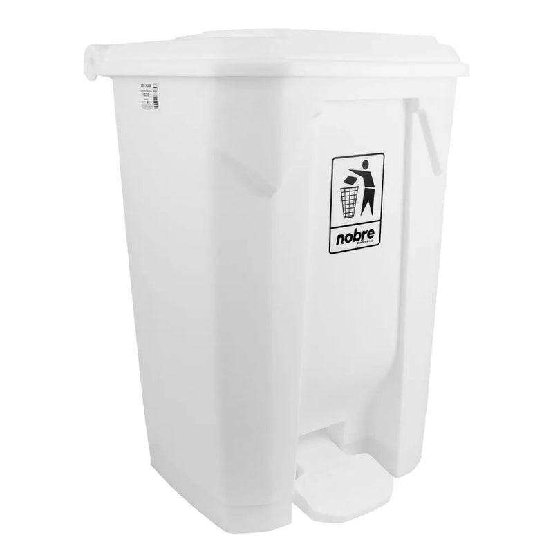 Lixeira Plástica Com Pedal 100L Branca – Nobre - Bin Embalagens