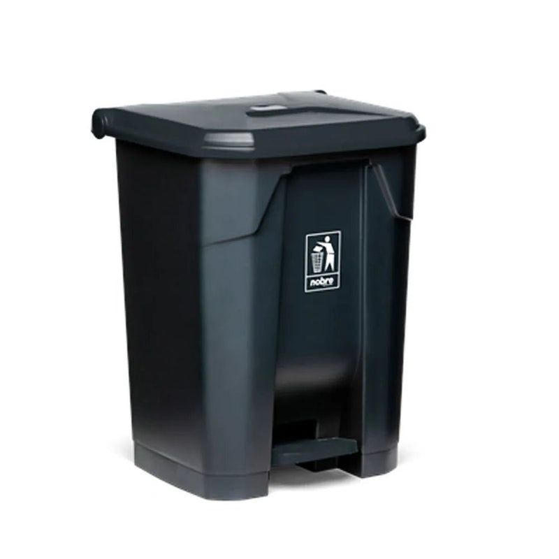 Lixeira plastica c/pedal 80l. cinza/cinza – Nobre - Bin Embalagens