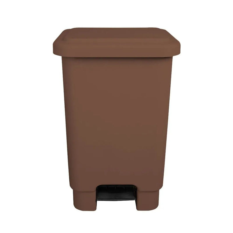 Lixeira Plástica Retangular 100 litros Marrom Com Pedal - Bin Embalagens
