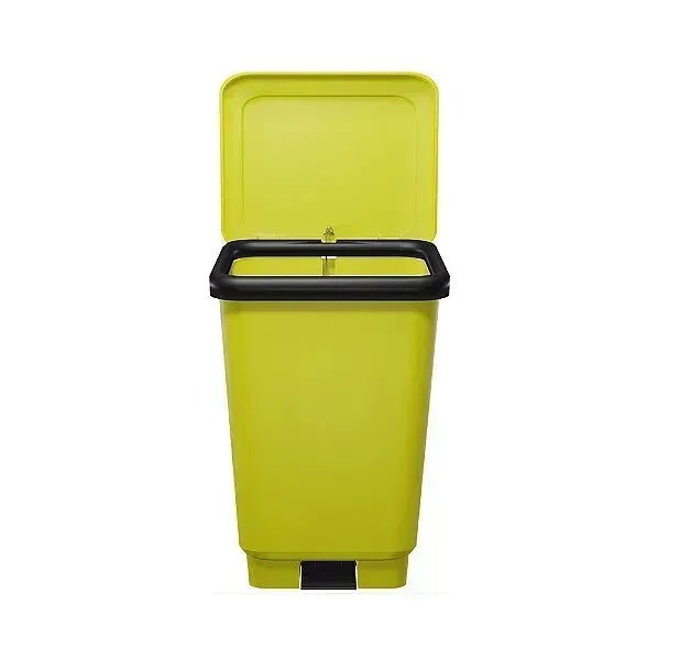 Lixeira Plástica Retangular 15 litros Amarelo Com Pedal - Bin Embalagens