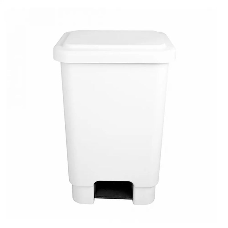 Lixeira Plástica Retangular 15 Litros Branca Com Pedal - Bin Embalagens