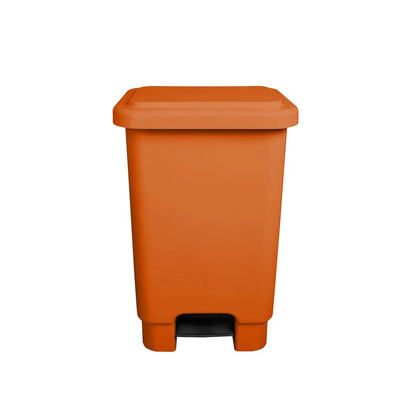 Lixeira Plástica Retangular 15 Litros Laranja Com Pedal - Bin Embalagens