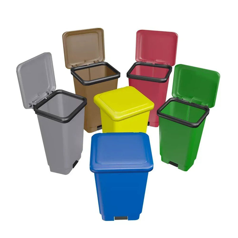 Lixeira Plástica Retangular 15 litros Verde Com Pedal - Bin Embalagens