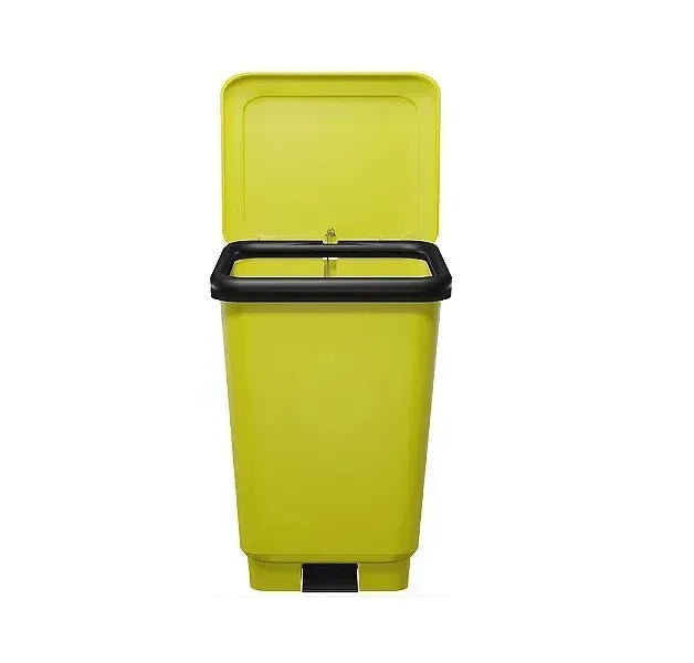 Lixeira Plástica Retangular 25 litros Amarelo Com Pedal - Bin Embalagens