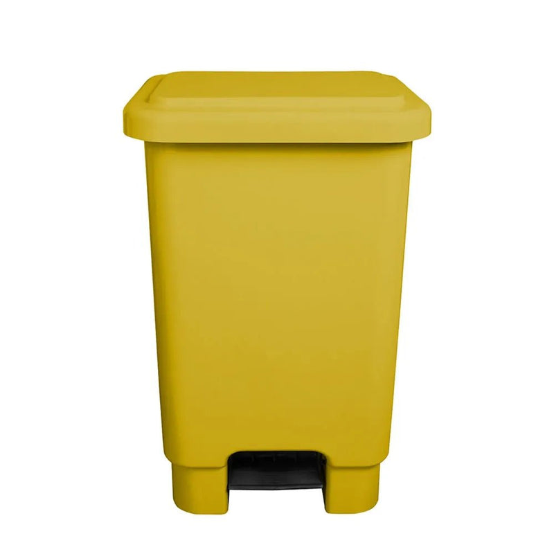 Lixeira Plástica Retangular 25 litros Amarelo Com Pedal - Bin Embalagens