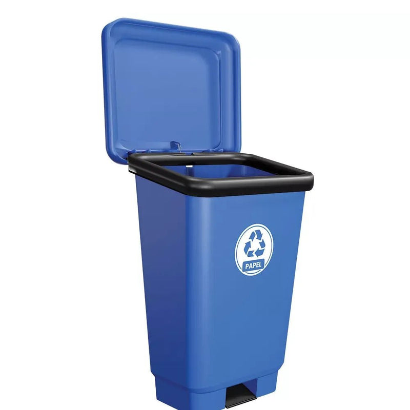 Lixeira Plástica Retangular 25 litros Azul Com Pedal - Bin Embalagens