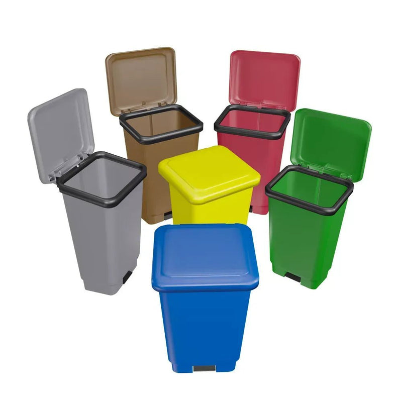 Lixeira Plástica Retangular 25 litros Verde Com Pedal - Bin Embalagens