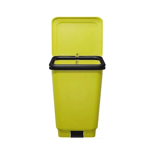 Lixeira Plástica Retangular 50 litros Amarelo Com Pedal - Bin Embalagens