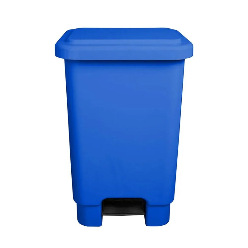 Lixeira Plástica Retangular 50 litros Azul Com Pedal - Bin Embalagens