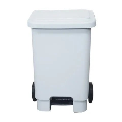 Lixeira Retangular com Pedal e Rodas 100 Litros Branca - Bin Embalagens